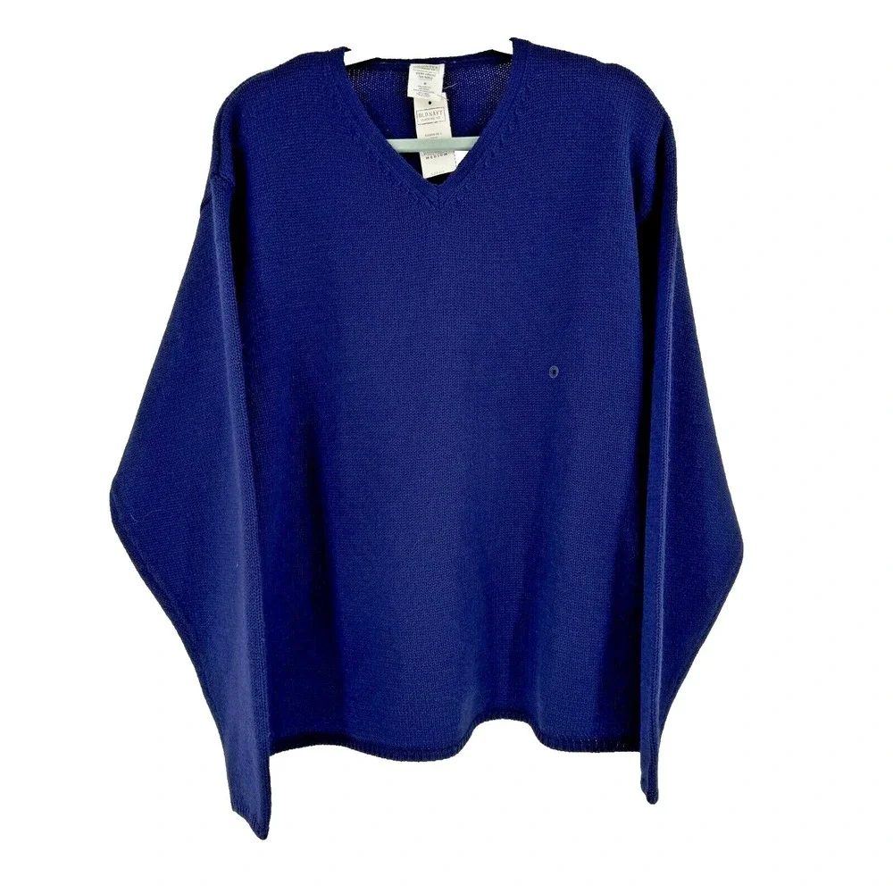 90s Old Navy Wool Blend Sweater Mens Medium Blue V-Neck New Old Stock Preppy NEW